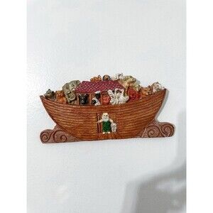 Noah's Ark and the Animals Resin Wall Hanging Nursery Decor Plaque Religious